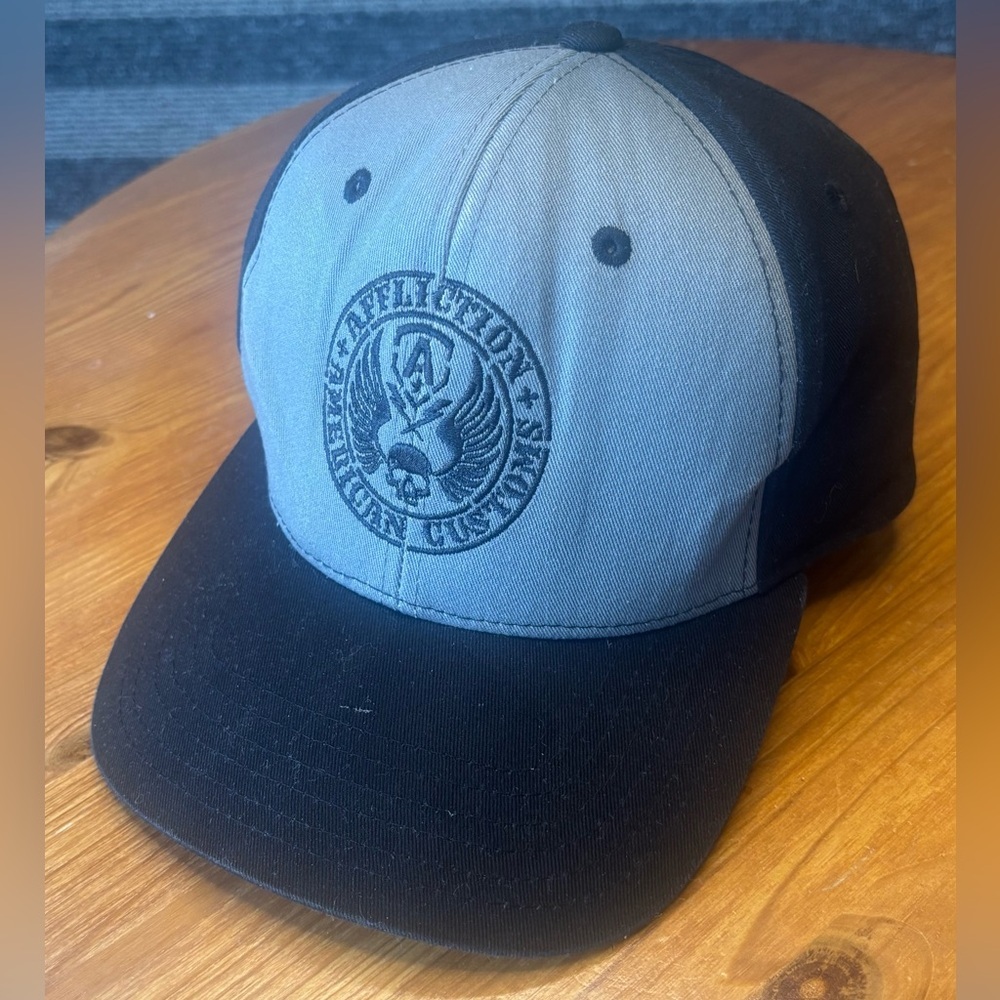 Affliction Black and Gray SnapBack Hat Cap OSFM EUC